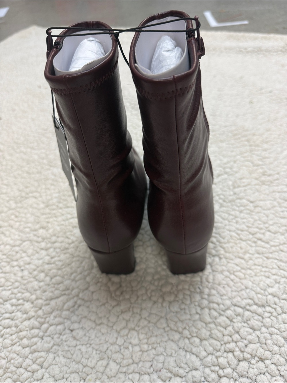 Steve Madden Burgundy Mid-Calf Zip Block Heel Boots - Picture 3 of 5